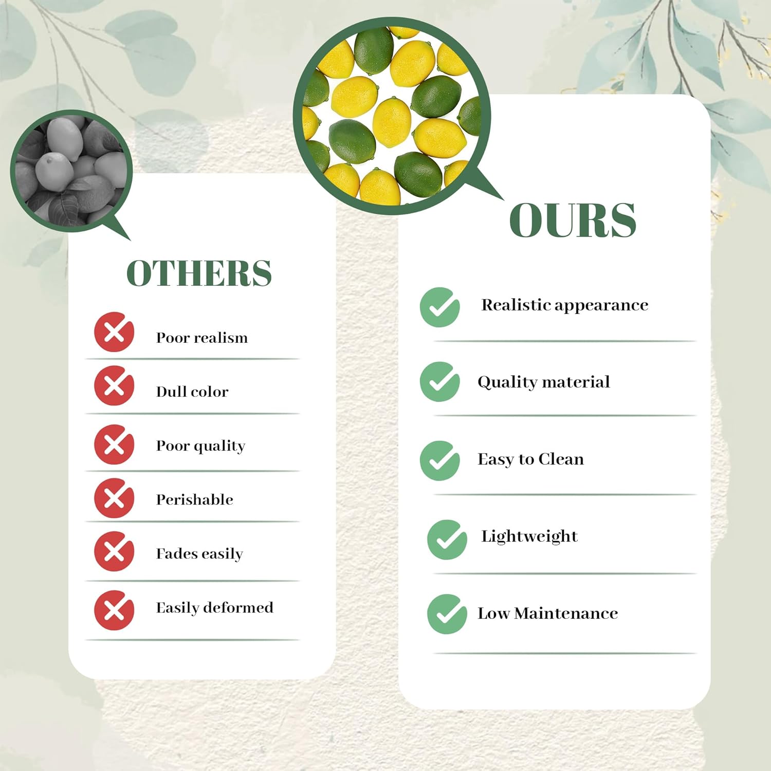 Toopify 20PCS Fake Lemons, Yellow Green Artificial Lemons, Matte Finish Fruit Decor for Kitchen Fruit Bowl Table Centerpiece & Photography - Image 4