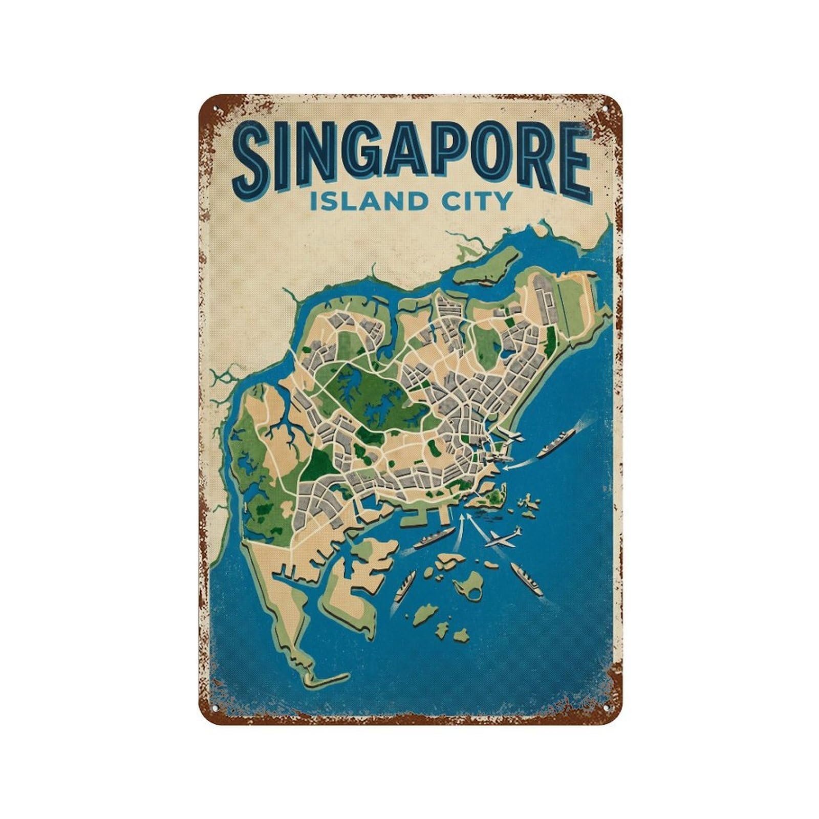 Metal Tin Sign Vintage Travel Singapore Island