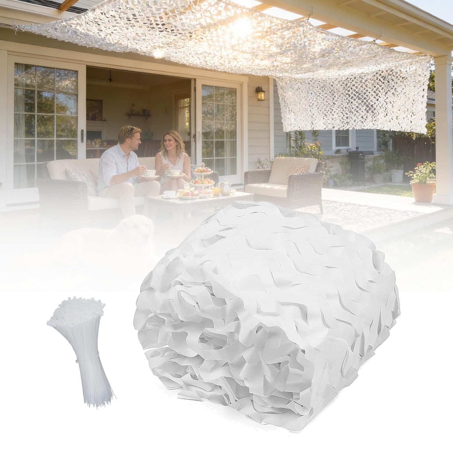 HGTRH Camo Netting White,Garden Pergola Patio Shade Net,Waterproof Oxford Cloth Camouflage Netting,Hunting Camping Decoration Car Cover Camouflage Net White 14x14cm