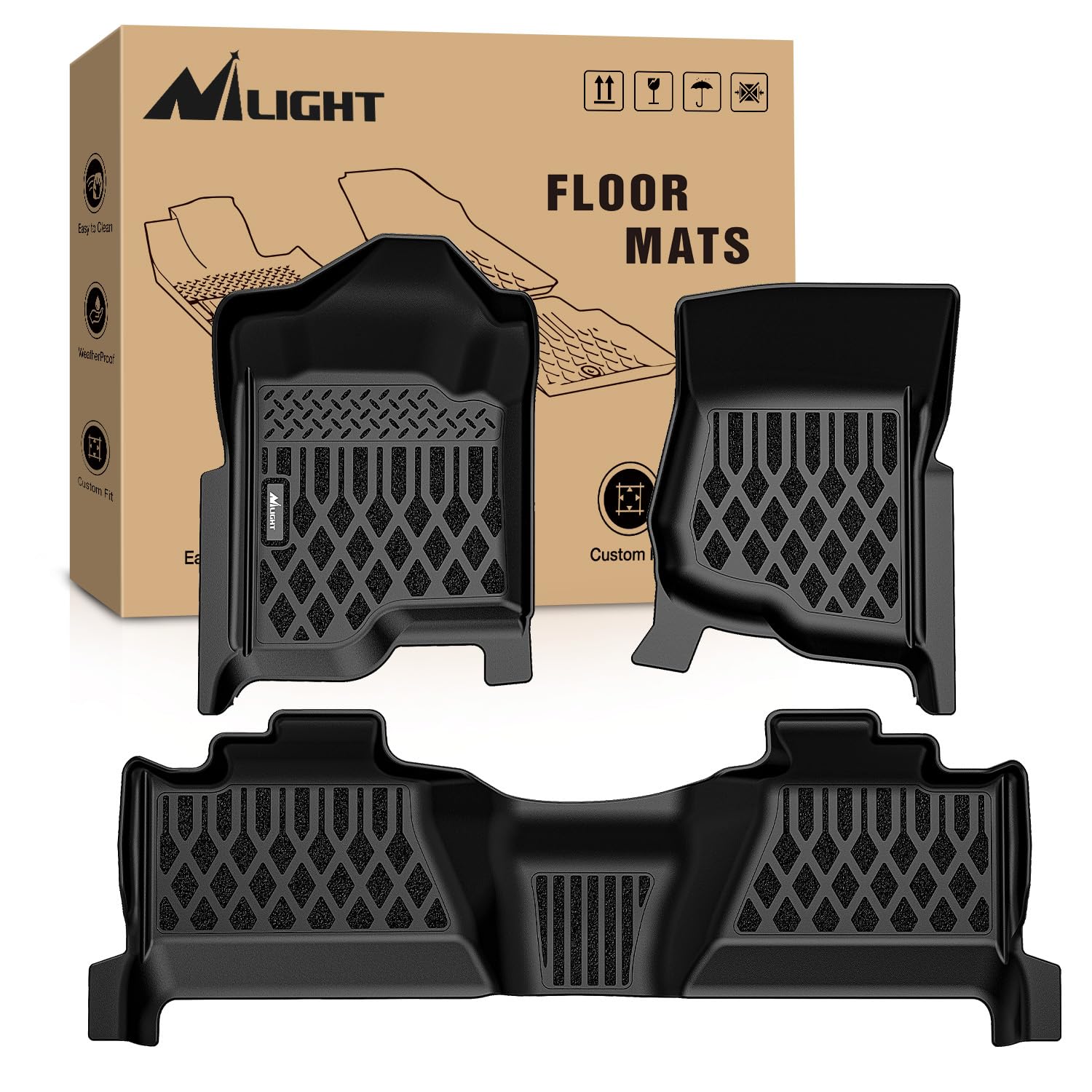 Nilight TPE Floor Mats for Chevy Silverado GMC Sierra 1500 Crew Cab 2007-2013 Silverado GMC Sierra 2500 3500