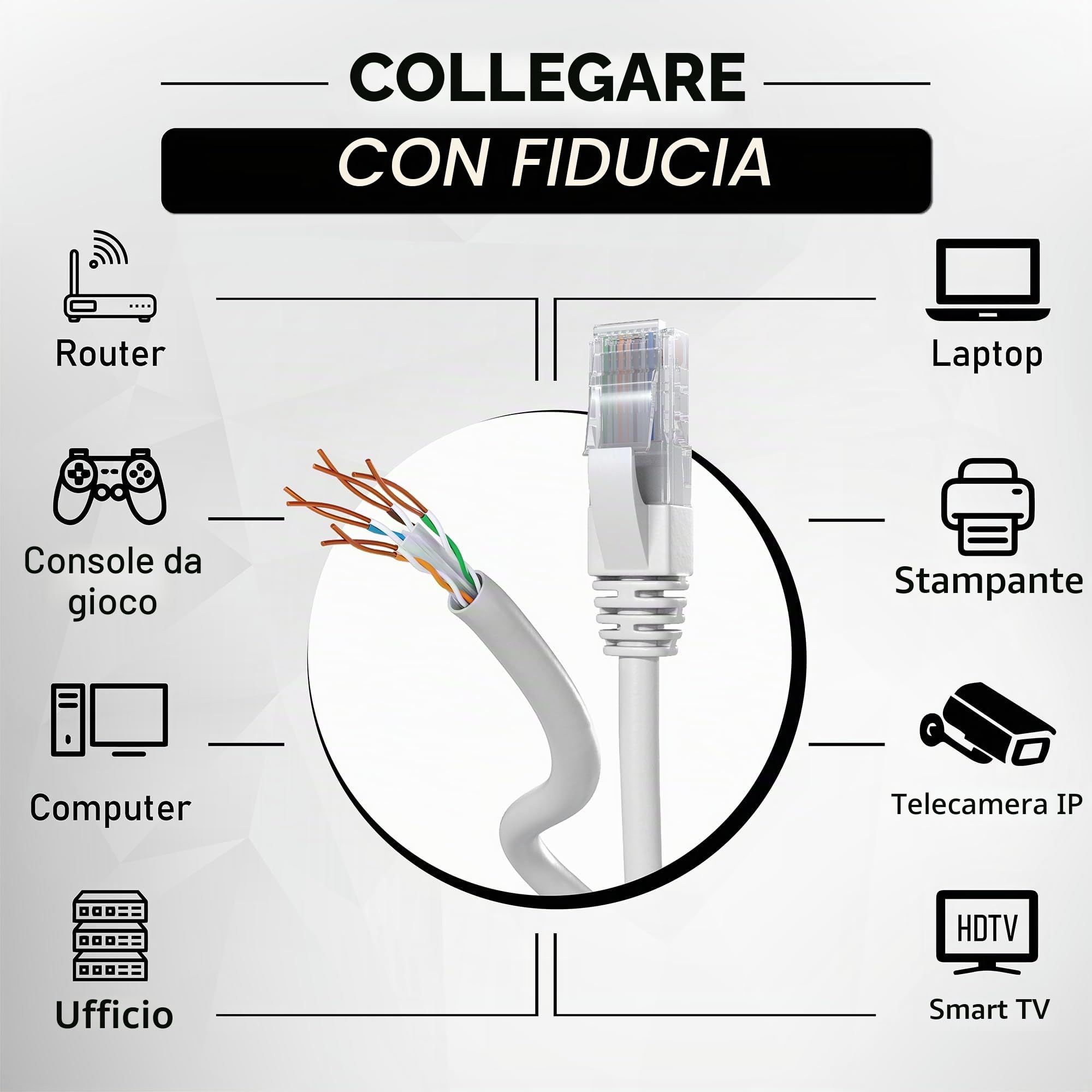 Mr. Tronic Cavo Ethernet Cat 6 da 25m Bulk Cabel, Cavo di Rete LAN Cat 6 ad Alta Velocità Per Connessione Internet Veloce 1 Gbps – 250 MHz AWG24 Sfuso | UTP CCA (25 Metri, Grigio)