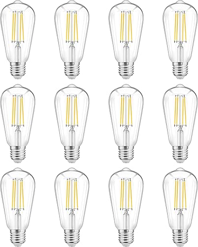 Miniatura 10 de WIHTU - Bombillas LED Edison, bombilla LED vintage de 6 W equivalentes a 60 W, ST58 4000K luz blanca suave diurna con CRI 85+, base estándar E26,