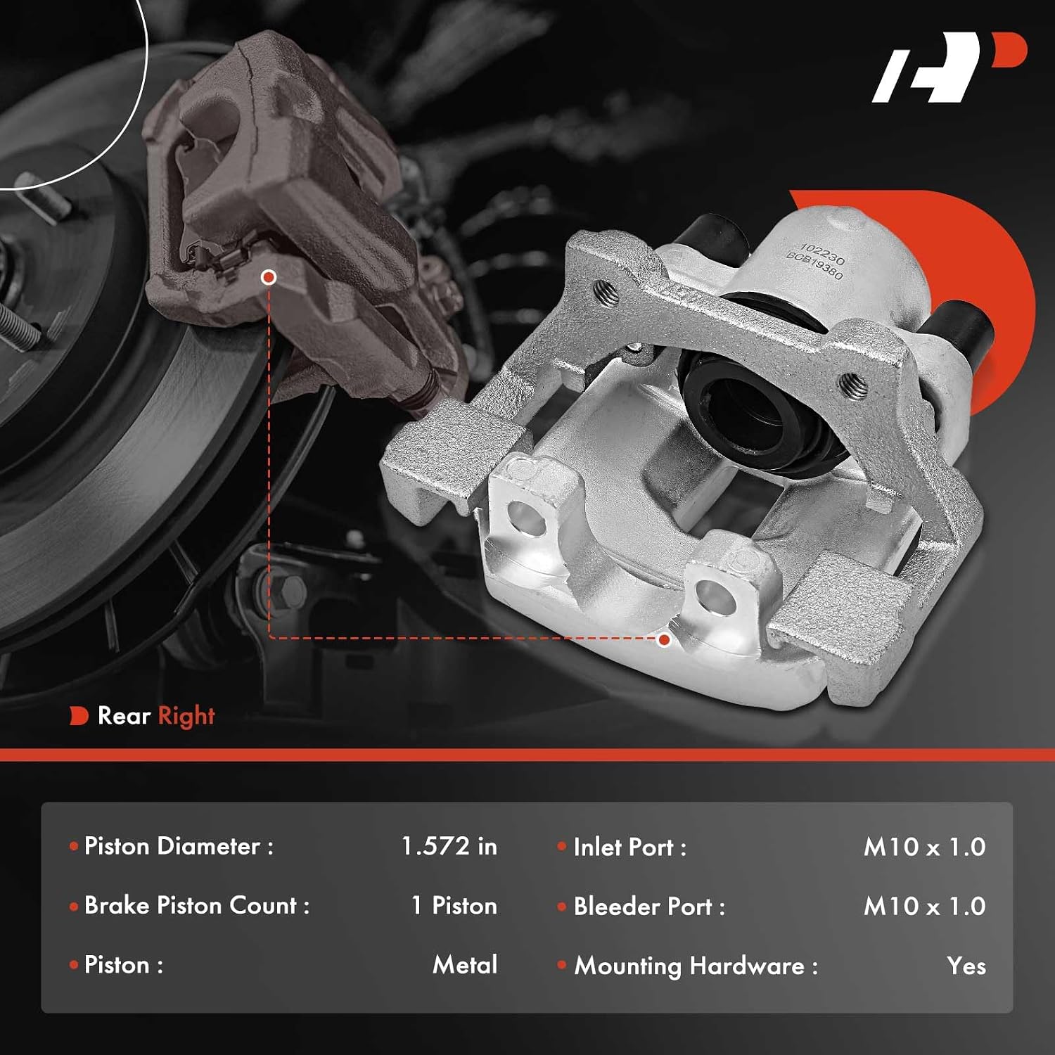 A-Premium Disc Brake Caliper Assembly with Bracket Compatible with Select BMW Models - 525i 2001-2003, 528i 1997-2000, 530i 2001-2003, 540i 1997-2003 - Rear Right Passenger Side