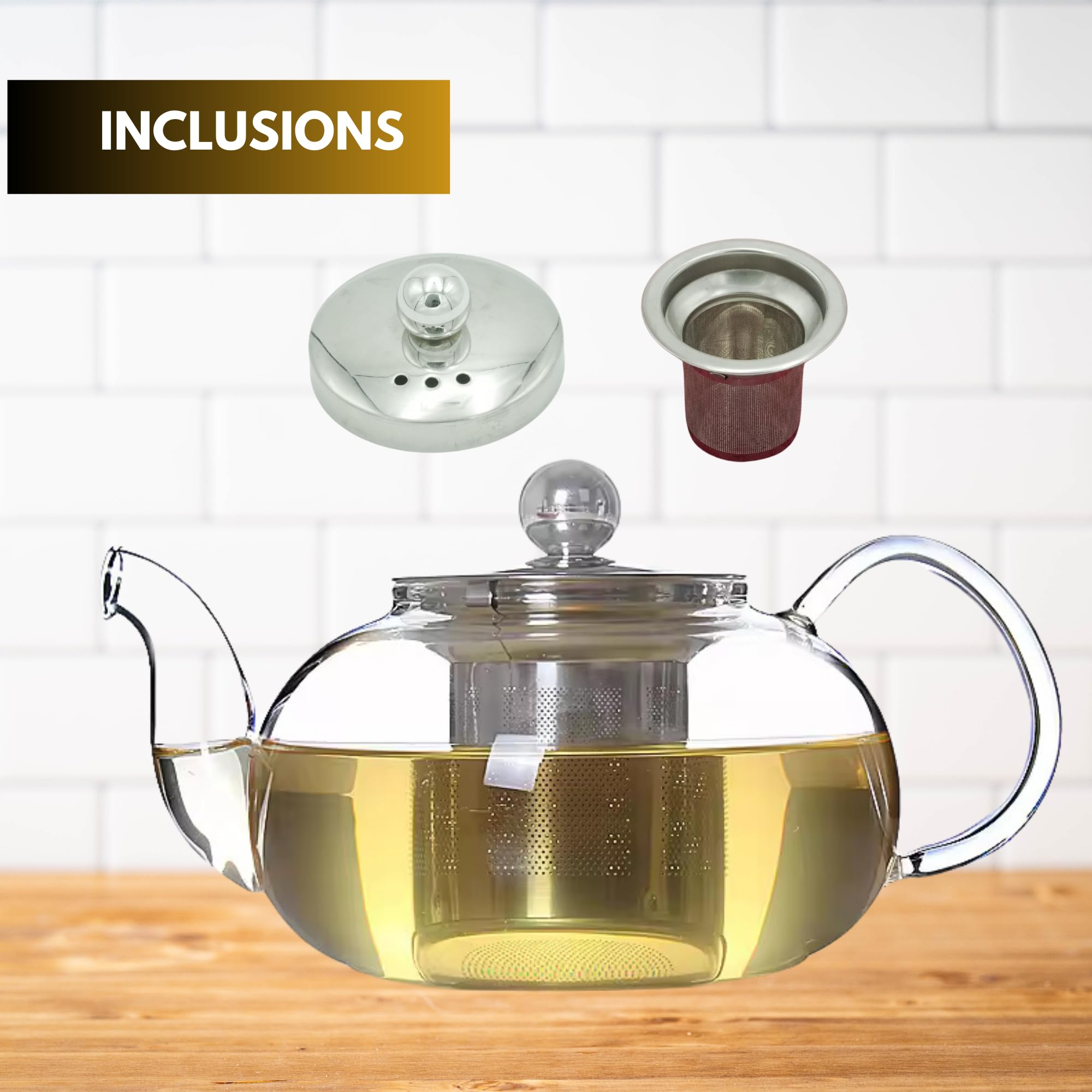 13.5oz Glass Tea Pot Set with Infuser thumbnail 3