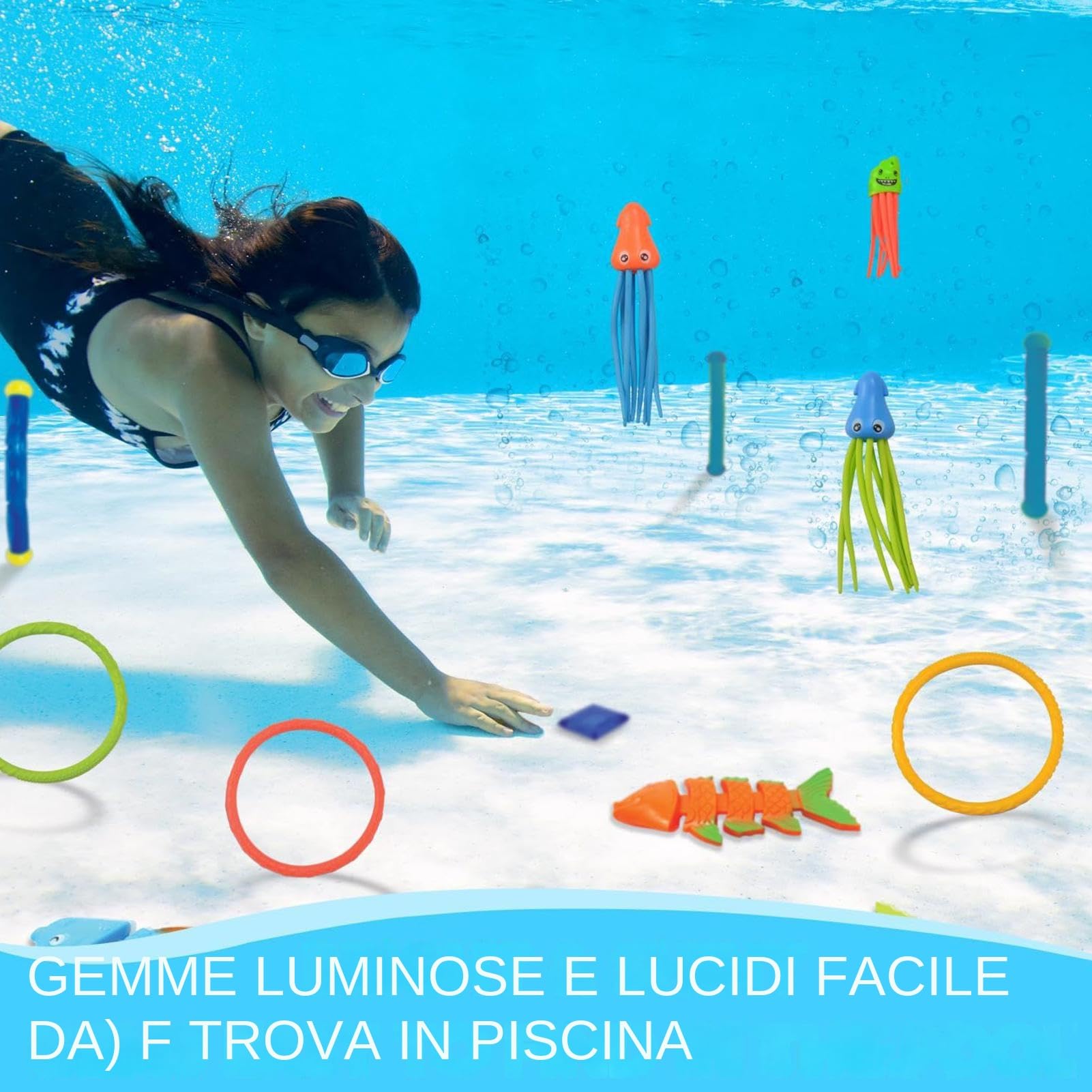 Giocattoli da Immersione per Bambini Impermeabili Multigiocatore | Set Di Giochi Subacquei Per Ragazzi Per In Famiglia In Spiaggia E A Bordo Piscina Con Lezioni Di Nuoto