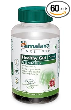 Himalaya Healthy Gut Probiotic Gummies | Pack of 60s | Nutraceutical | Promotes Good Bacteria in the Gut | Supports Digestive Health and Immunity | Natural Strawberry Flavor - image, photos