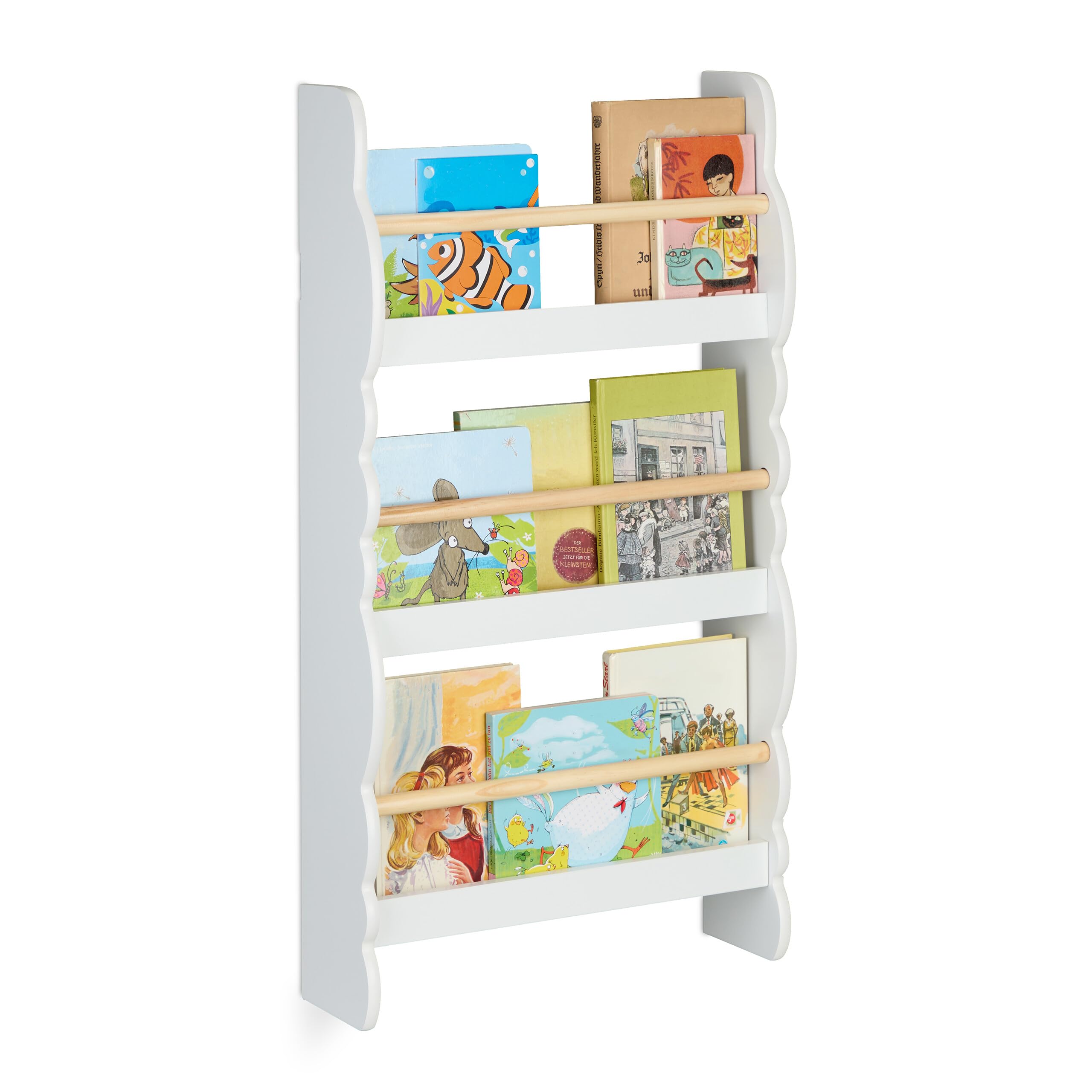 Relaxdays Bücherregal Wolke, 3er Set, Kinderbücherregal Wand, HxBxT: 24
