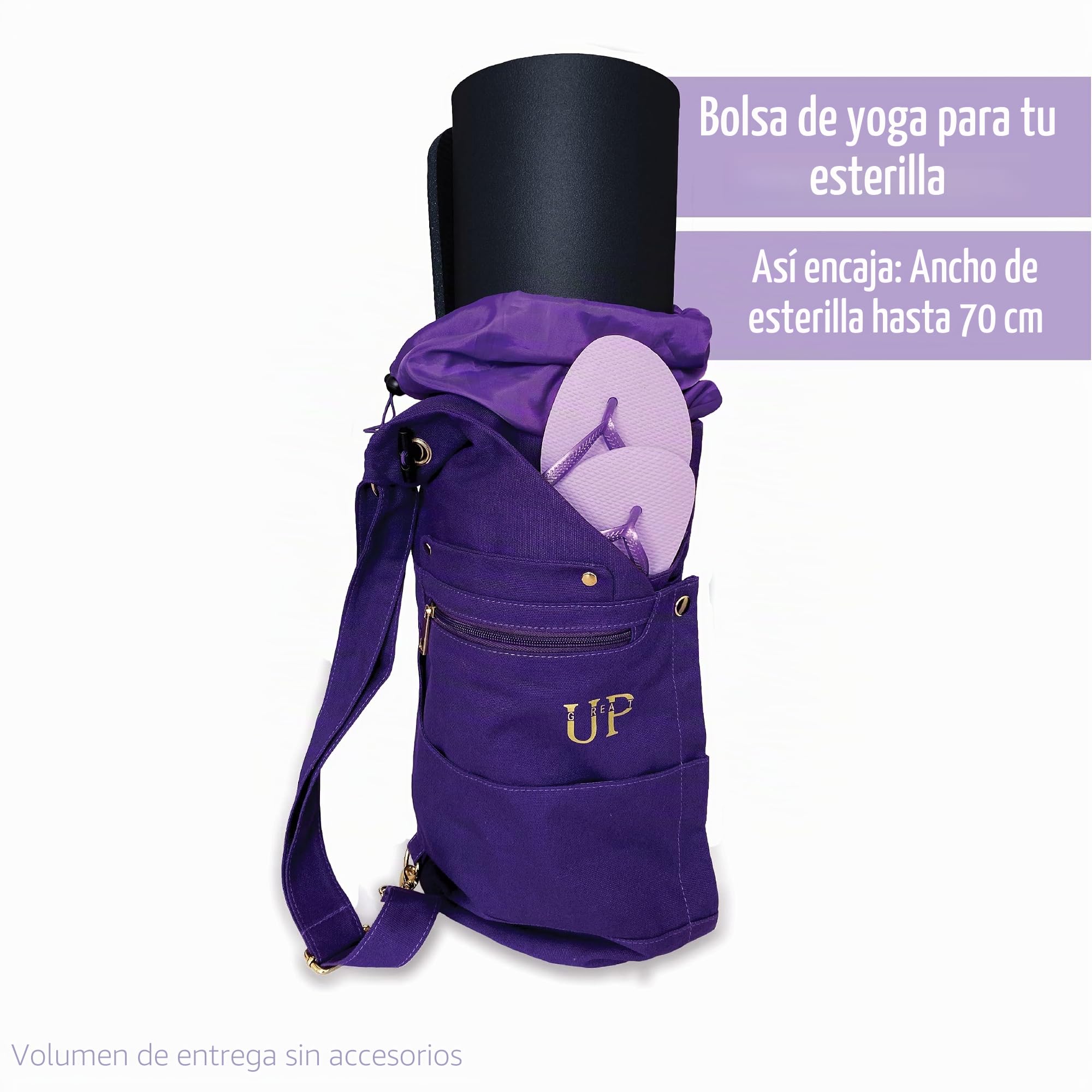 UP GREAT Mochila de yoga, bolsa de yoga grande XXL para esterilla y accesorios de yoga, bolsa de algodón de lona para esterilla de yoga, regalo de cumpleaños