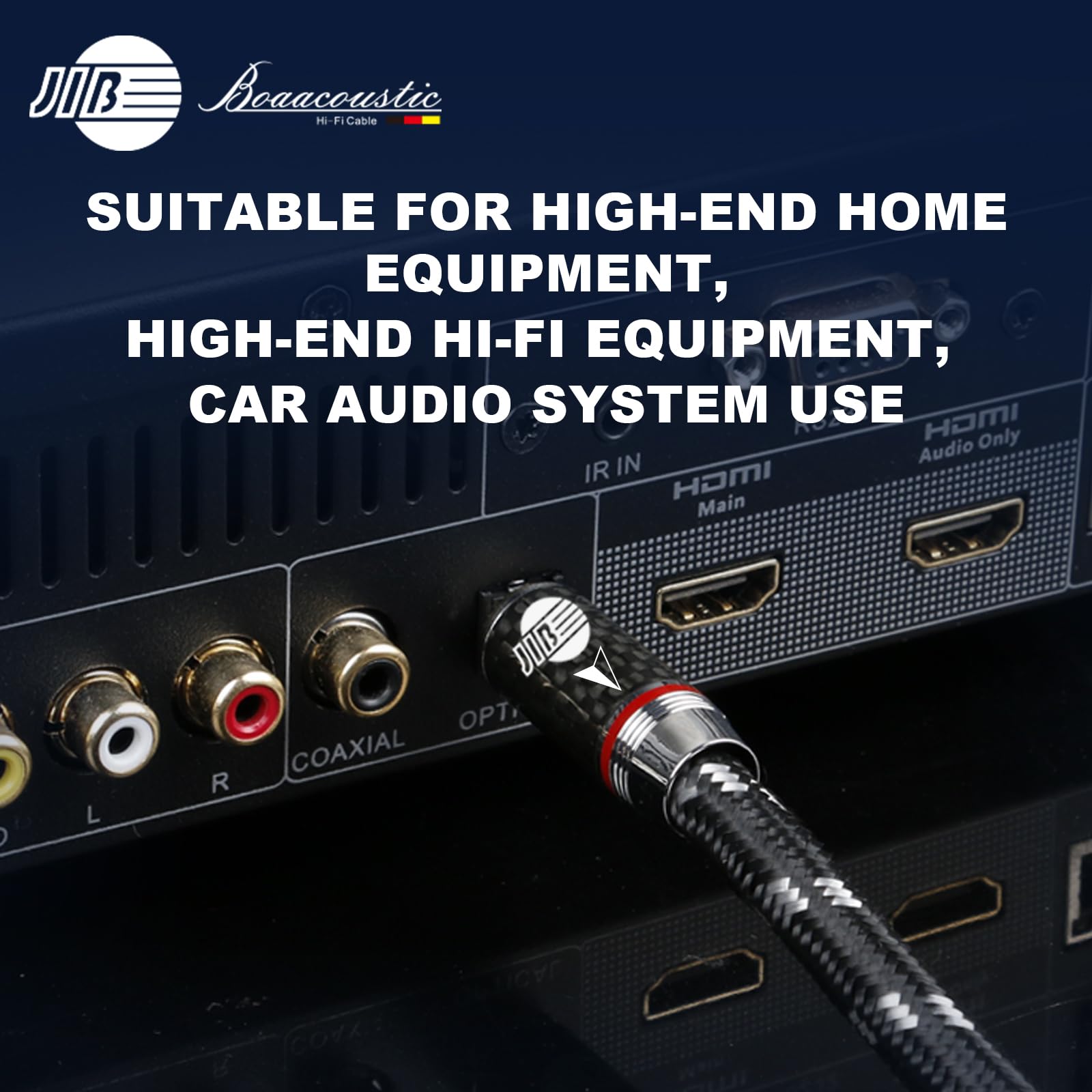 BOAACOUSTIC JIB hi-end Audiophile Cable Óptico Audio Digital TOSLINK Optico Dolby DTS Sound Conectores chapados en oro SPDIF Cable de Fibra Óptica, para Barra de Sonido, TV, Home Cinema 2m
