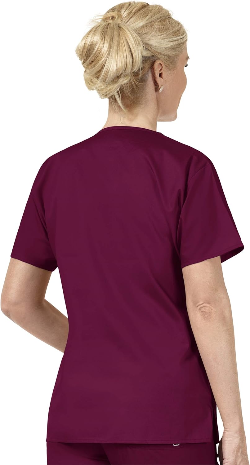 WonderWink WORK Women's Scrubs V-Neck Chest Pocket Top & Pull On Cargo Pant Set + Badge Reel