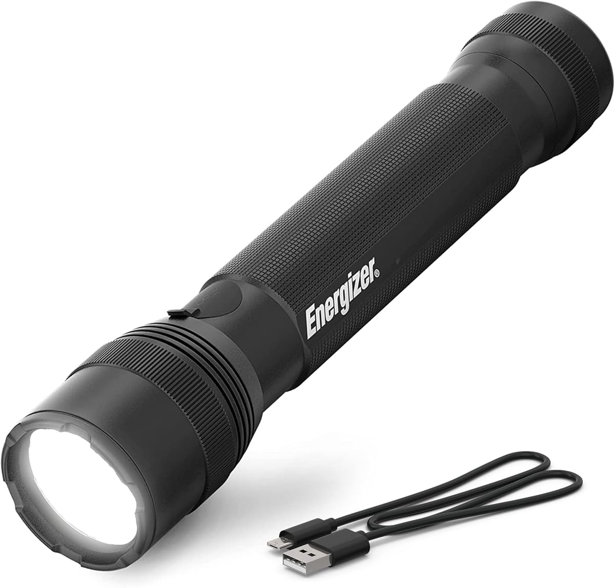 Energizer TacR-1000 Rechargeable Tactical Flashlight, USB Included | Bright flashlight for camping, led flashlight rechargeable with USB port-out, powerful flashlight, IPX4 water-resistant