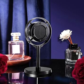 Facmogu Retro Microphone Props Model, Ancient Fake Plastic Mic from 1930s - 1940s, Vintage Retro Microphone Props for Holiday Party Shooting with Stand(Gold & Black)