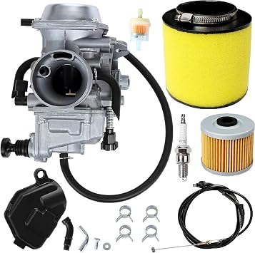Fourtrax 300 Carburetor Fit for Honda 1986-2000 FourTrax TRX300 TRX350,1997-2004 Foreman 400 450,2000-2006 Rancher 350Includes Air Filter,Oil Filter,Spark Plug,Throttle Cable