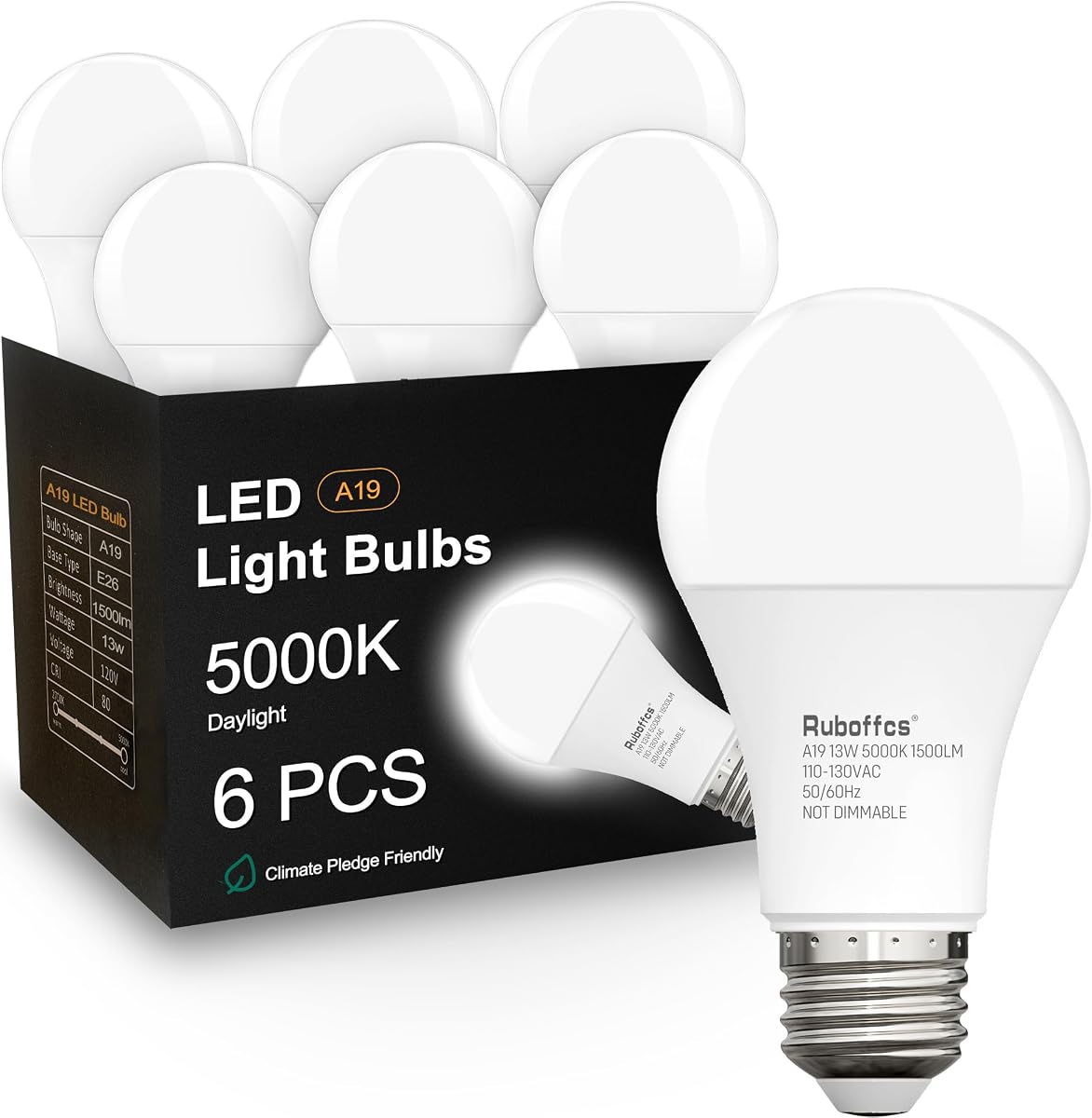 6 Packs A19 LED Light Bulbs