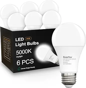 6 Pack A19 LED Light Bulbs, Daylight 5000K, 100 Watt Equivalent