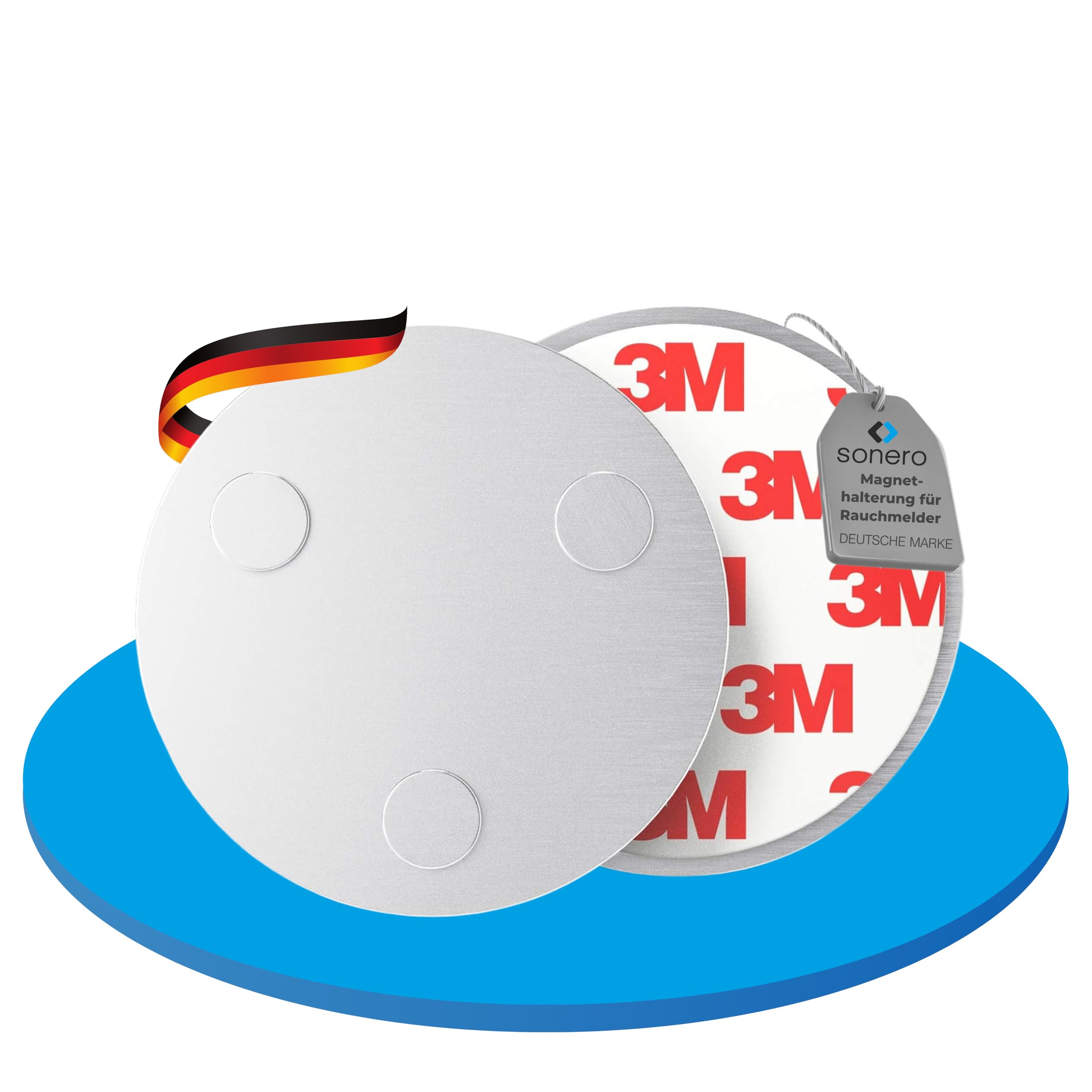 Sonero MH-070 uchwyt magnetyczny do czujników dymu (detektor tlenku węgla i inne produkty), średnica 70 mm, bardzo silne magnesy, 1 sztuka uchwyt magnetyczny, 1 zestaw