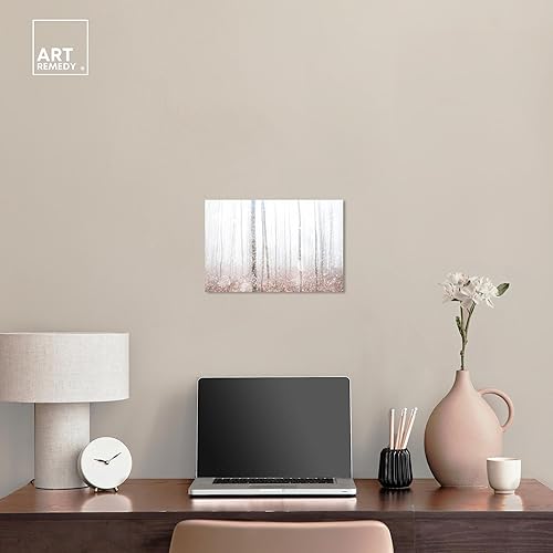 Miniatura 2 de Art Remedy Lienzo de invierno de bosque de abedul, arte de pared de invierno, envuelto en galería, 15 x 10 pulgadas