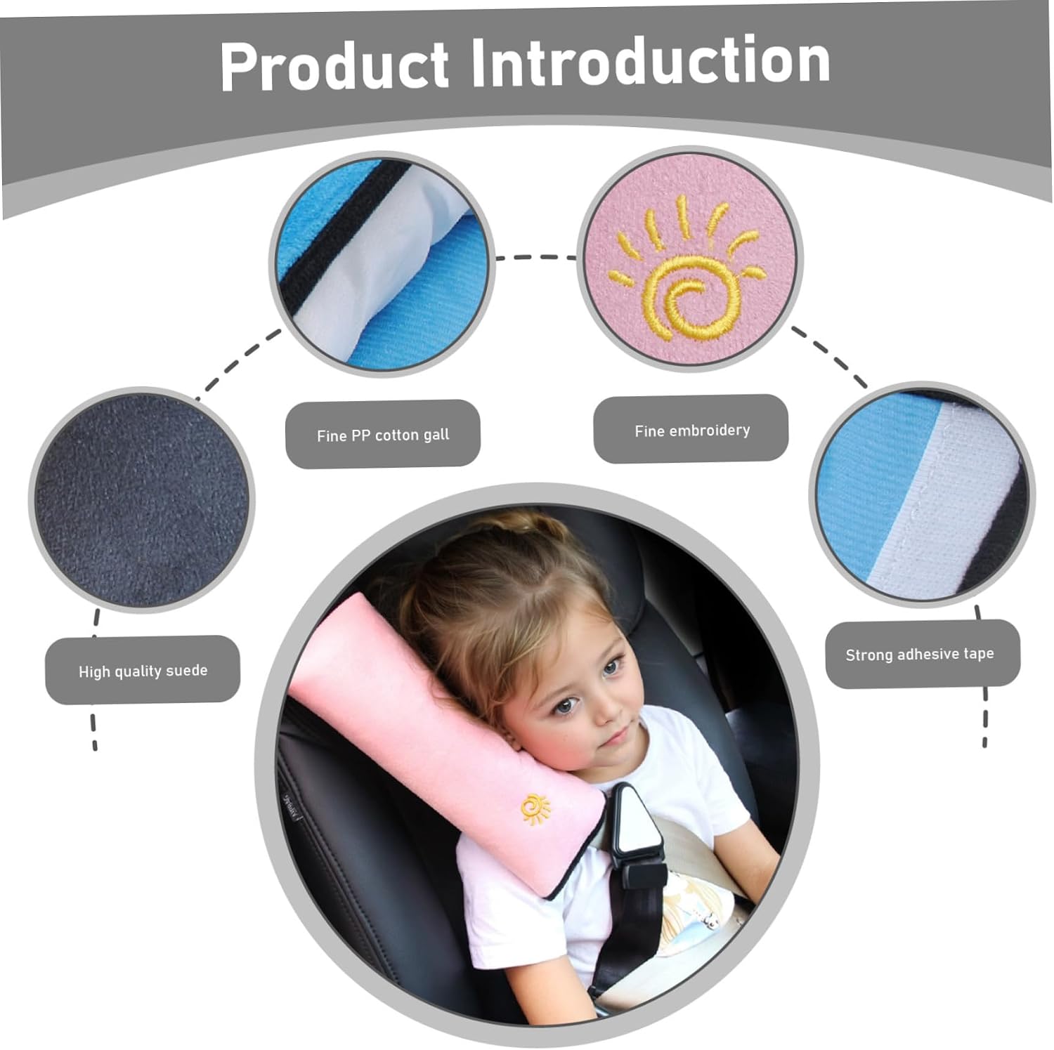 2Pcs Seatbelt Pillow for Kids Soft & Safe Seat Belt Cover Pad Detachable Cozy Head Neck Support Comfortable Protective Seat Belt Cover for Napping, Backrest Seat Belt Cover Pad Seat Belt Cover Seat B