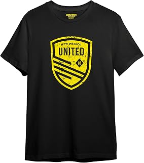 Youth Kids USL Soccer Club Graphic Print Logo Short Sleeve Cotton T-Shirt | New Mexico United, Black, Medium