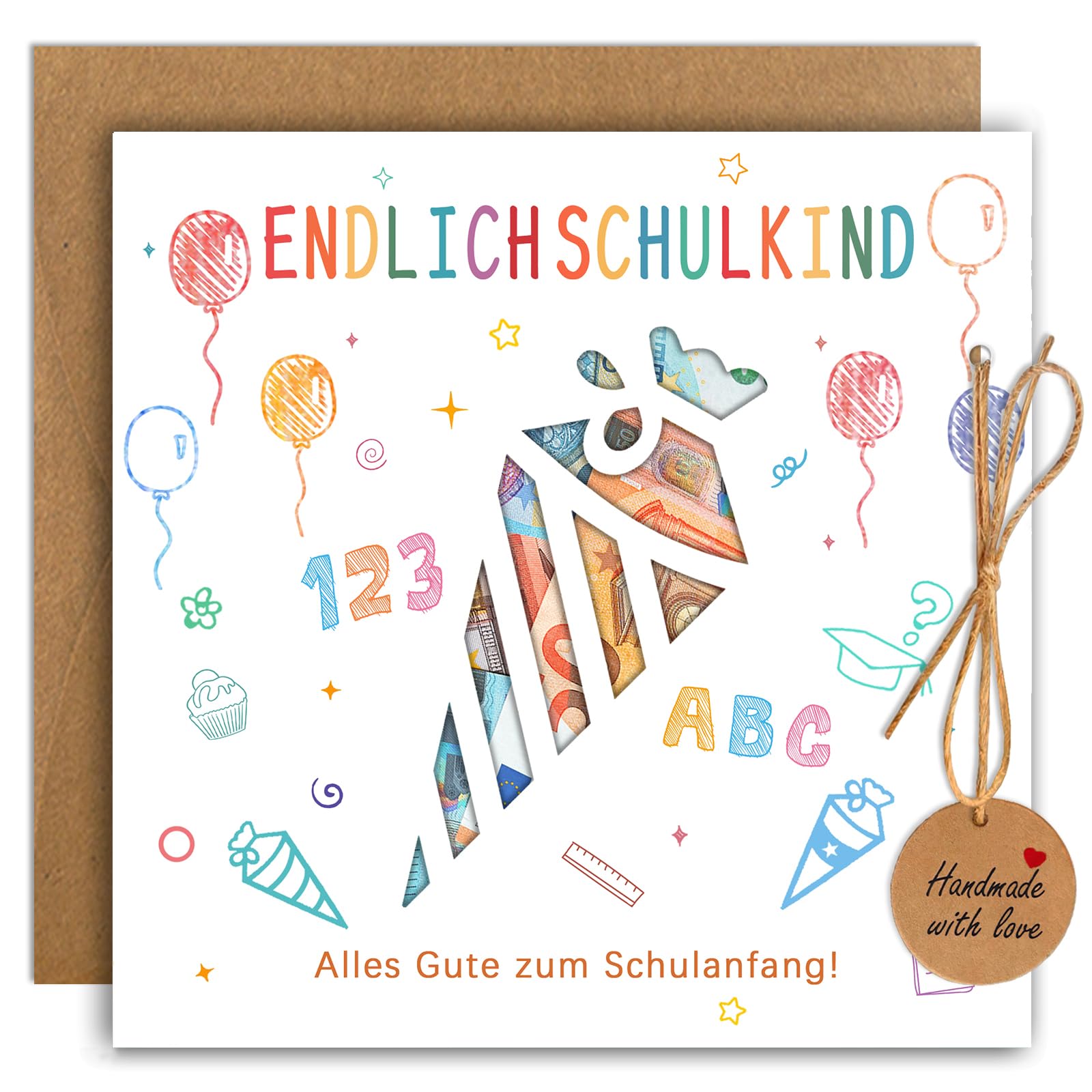 Cornice Portafoto Regalo Inizio Scuola - Kit Personalizzabile Con Sacchetto Porta Soldi, Cartoncino E Pennarello - Ricordo Primo Giorno Di Scuola