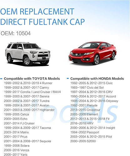 Miniatura 2 de Tapa de gasolina con bloqueo, tapa de combustible de bloqueo de repuesto 10504 para Toyota 4Runner Camry Tundra Acura Tacoma Chevrolet Silverado
