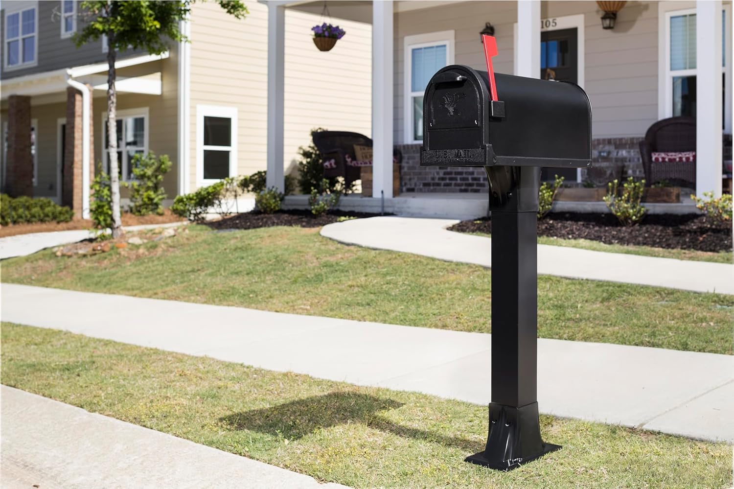 Plexon Medium Premium Rural Mailbox, 9.5” W X 23” D X 11” H, Large, Black