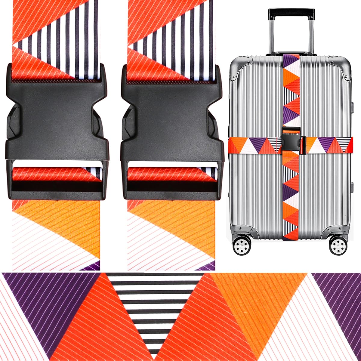 Adjustable Travel Luggage Strap Suitcase Belt Travel Bag Accessories 1.96 in W x 6.23 ft L