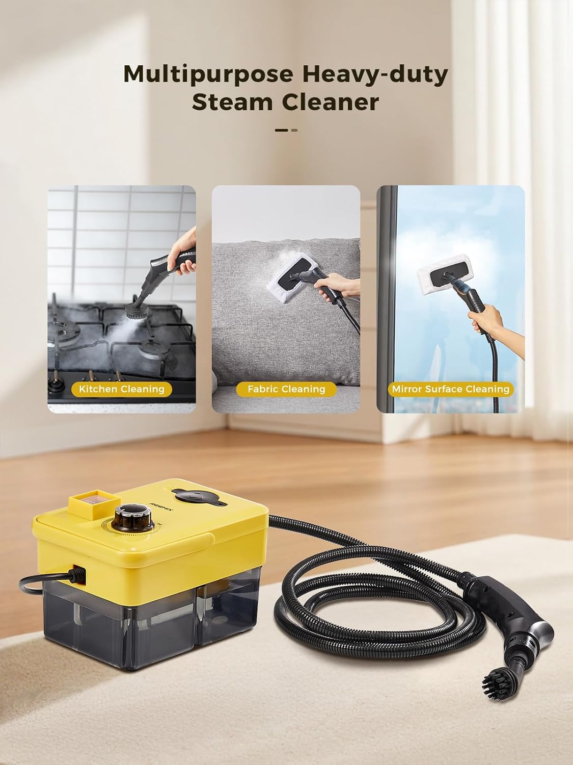 Handheld Steam Cleaner, Reemix Steam Cleaner 2500W for Cleaning with Multiple Attachments, Portable Steam Cleaner for Kitchen, Bathroom, Sofa, Curtain, Chemical-Free, Fast Heat-Up - Image 4