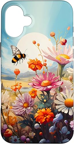 Vista 58 de Funda para iPhone 13 Pro Lively Bee en Sunny Meadow of Wildflowers