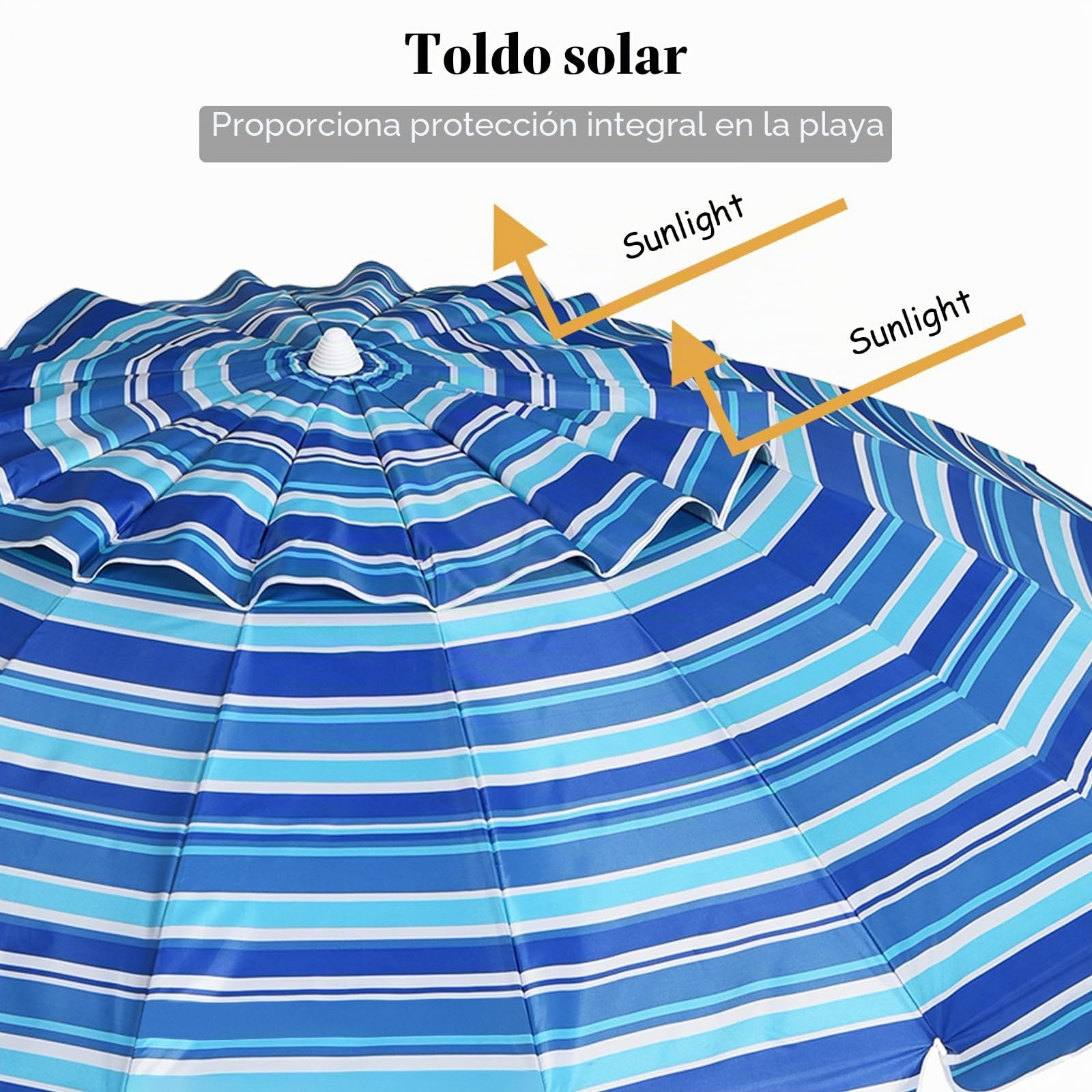 KOMFOTTEU Sombriilla de Playa Ajustable de 243 cm, Parasol de Jardín con Protección Solar, Sombrilla de Terreza con Fundo Puntiaguda, Sombra de Patio Plegable con Bolsa de Transporte