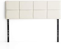 Vista 48 de LUCID - Cabecera tapizada de altura media, capitoné de diamantes, acolchado poliéster, altura ajustable 34 a 46 in, fácil montaje compatible