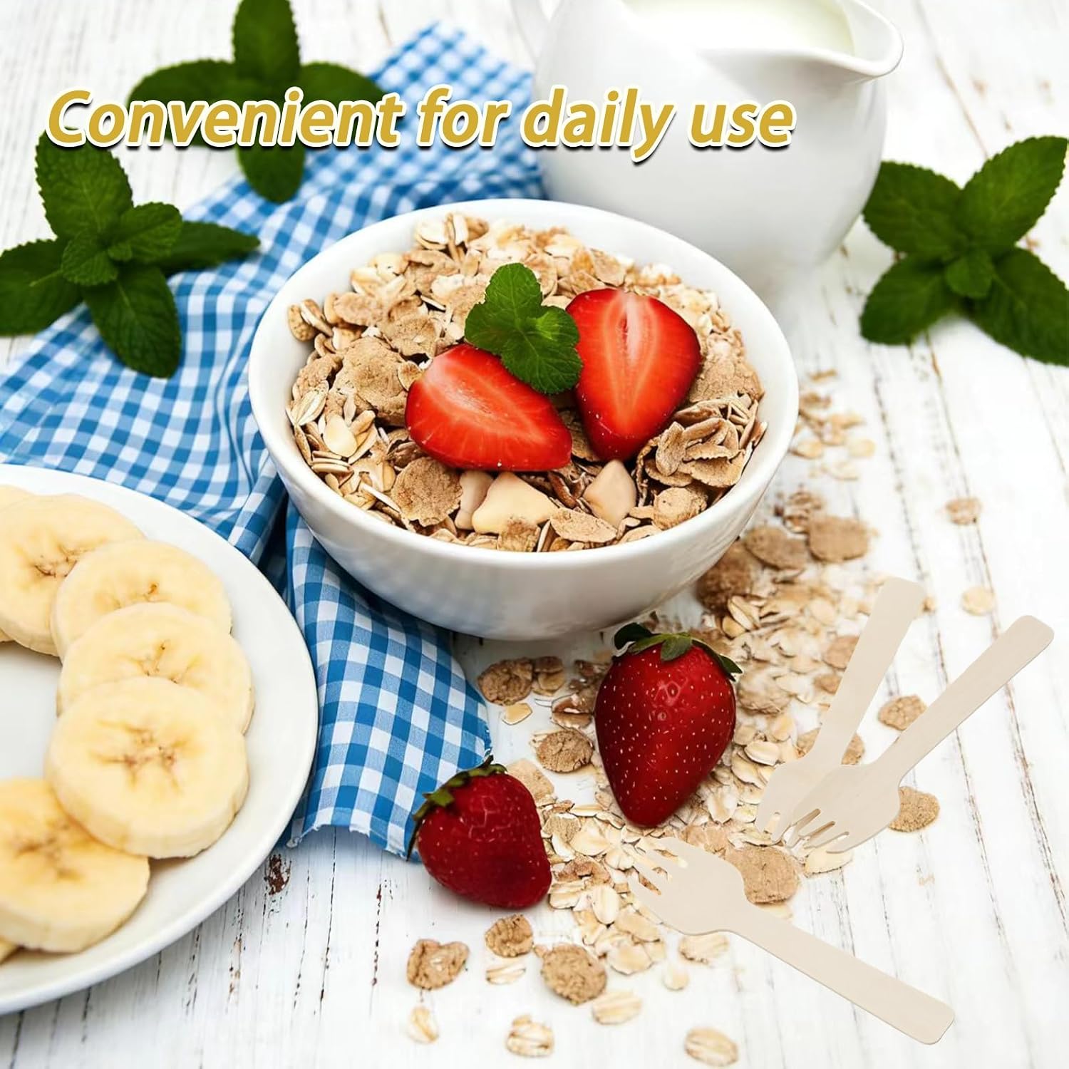 200 Pcs 4 Inch Mini Wooden Sporks Disposable Small Birchwood Fork Spoon 2-in-1 Utensil for Party Camping Trips Picnics