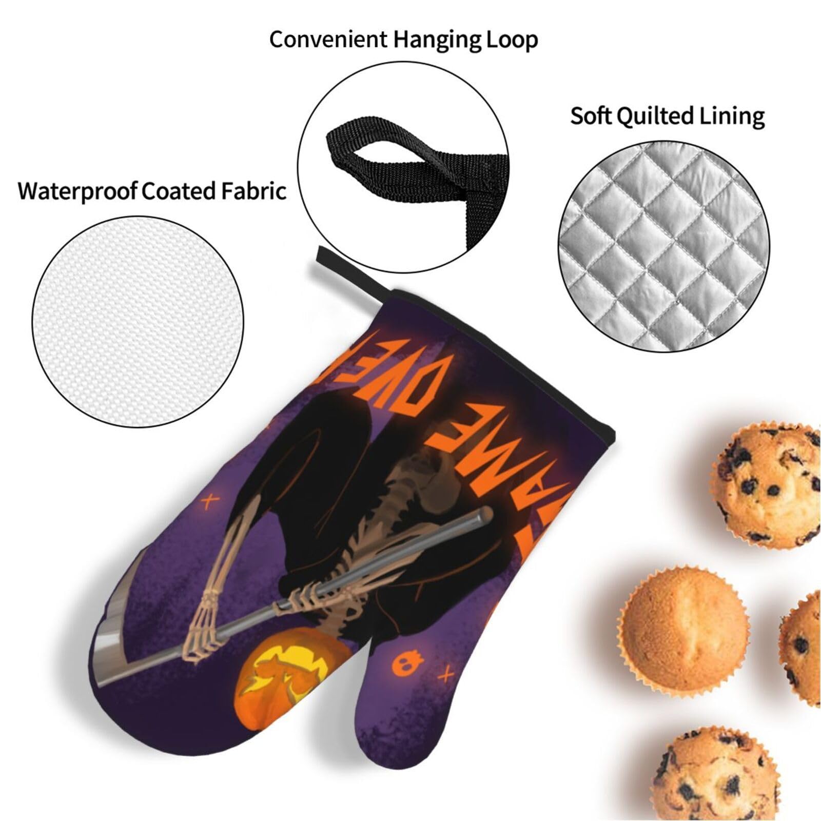Guantes Horno Línea Negra Manoplas Horno Almohadillas Aislantes Juego De 4 - Acolchado Resistente al Calor, Flexible,Cocina multipropósito