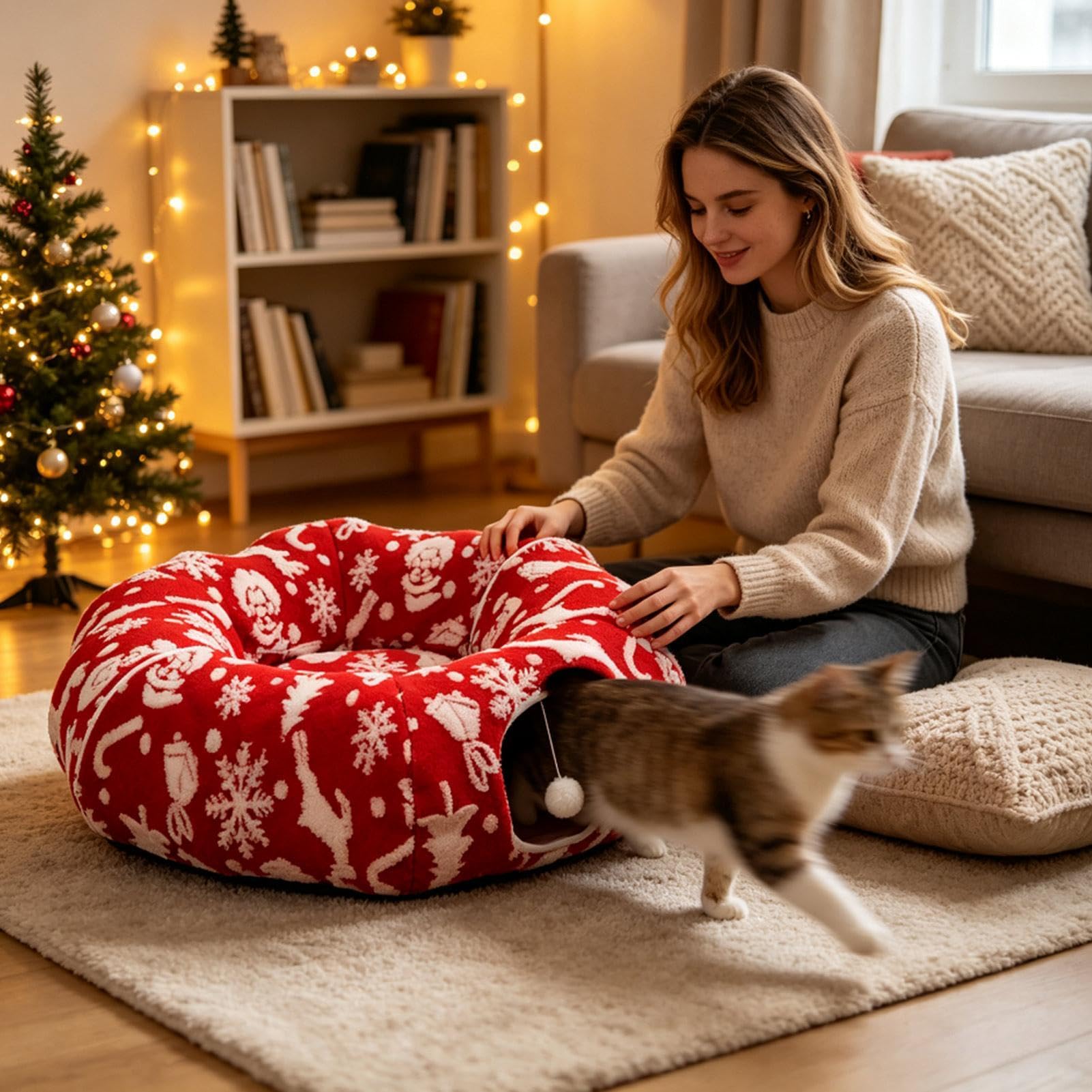 Cama tipo para gatos, antideslizante, lavable, desmontable para