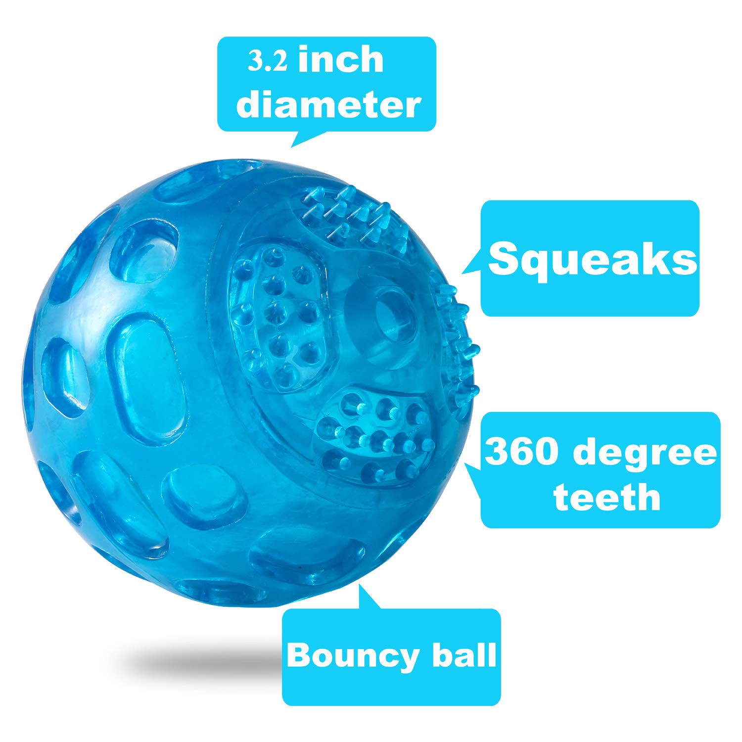 3er Pack Hundespielzeug Bälle - Unzerstörbar, Quietschend, 8,1 Cm, Für Drinnen & Draußen, Schwimmfähig