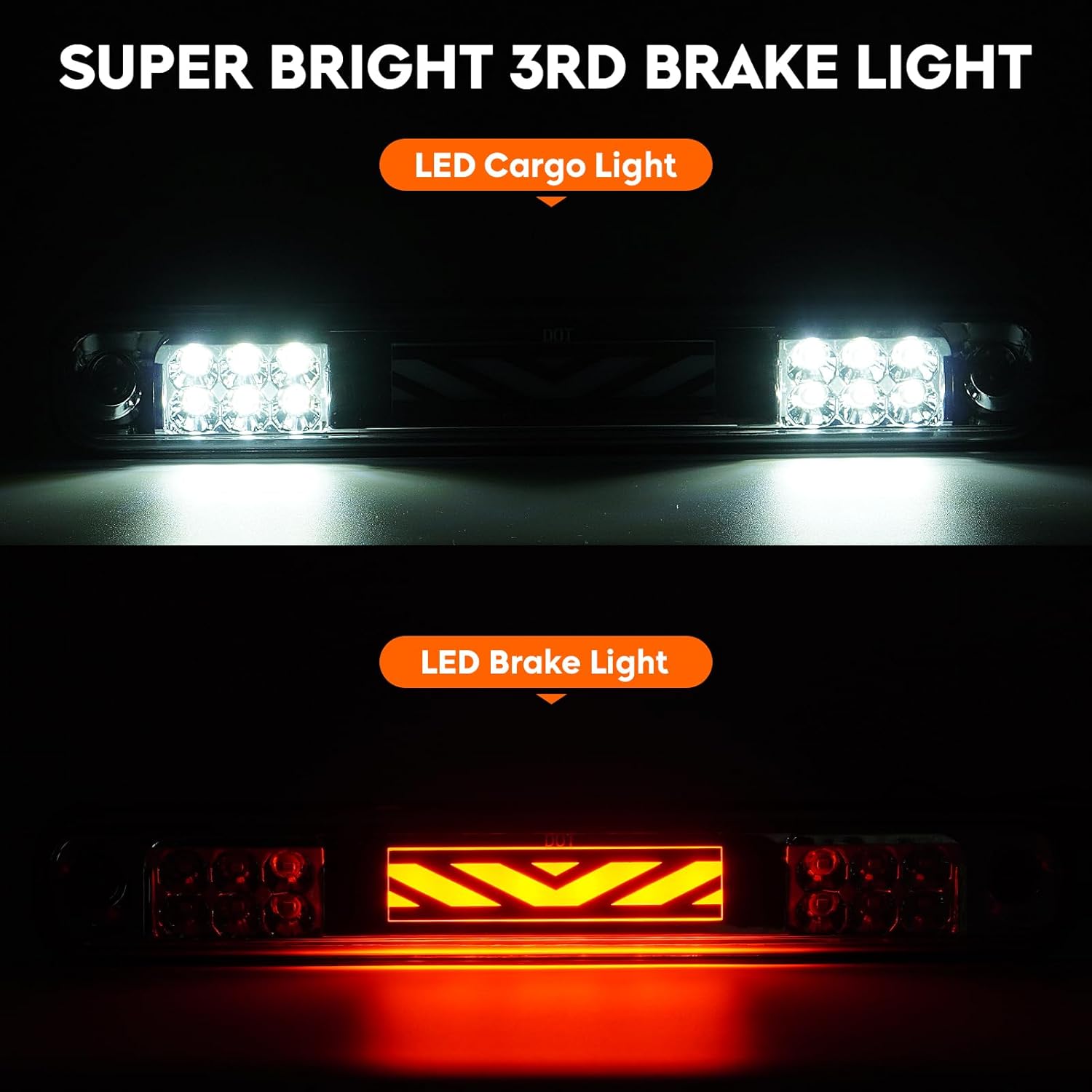 Tresound Tail Lights + 3rd Third Brake Cargo Lamp for Silverado 94-98, for Chevy GMC C1500 C2500 C3500 K1500 K2500 K3500 88-00, for Blazer 92-94, Rear LED Taillight Assembly, Clear Lens