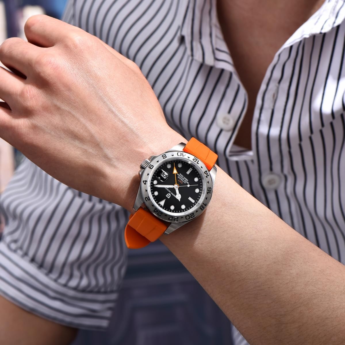 Pagani Design Watches for Men Automatic Mechanical GMT 42mm Sport Waterproof Stainless Steel Sapphire Glass Wrist Watch