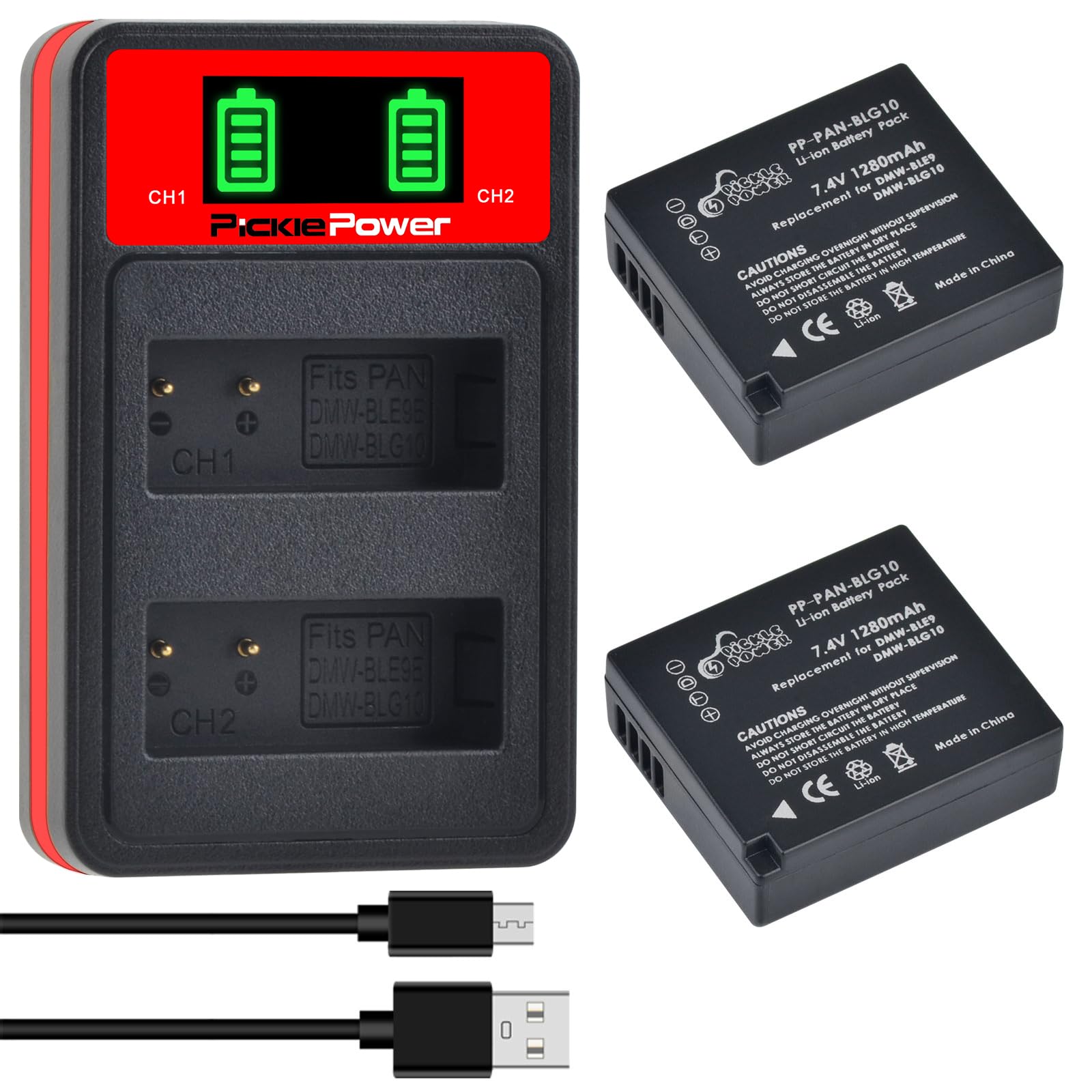 Pickle Power 2Pcs DMW-BLE9E DMW-BLG10 Battery with Dual Charger