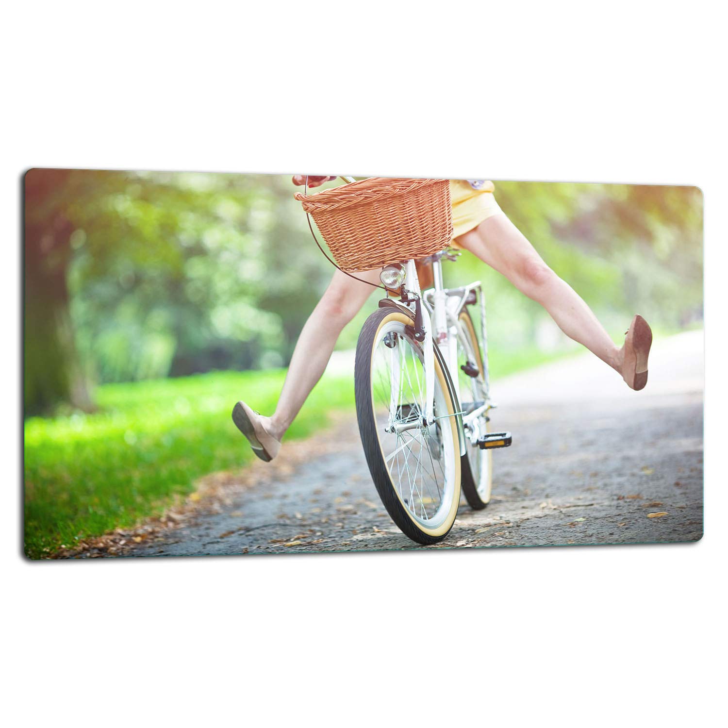 TMK | Tabla de cortar de cristal, placa para cubrir la vitrocerámica, 1 pieza, placa de corte de cristal, protección contra salpicaduras, placa de cristal universal, 52 x 30 cm, diseño de bicicleta