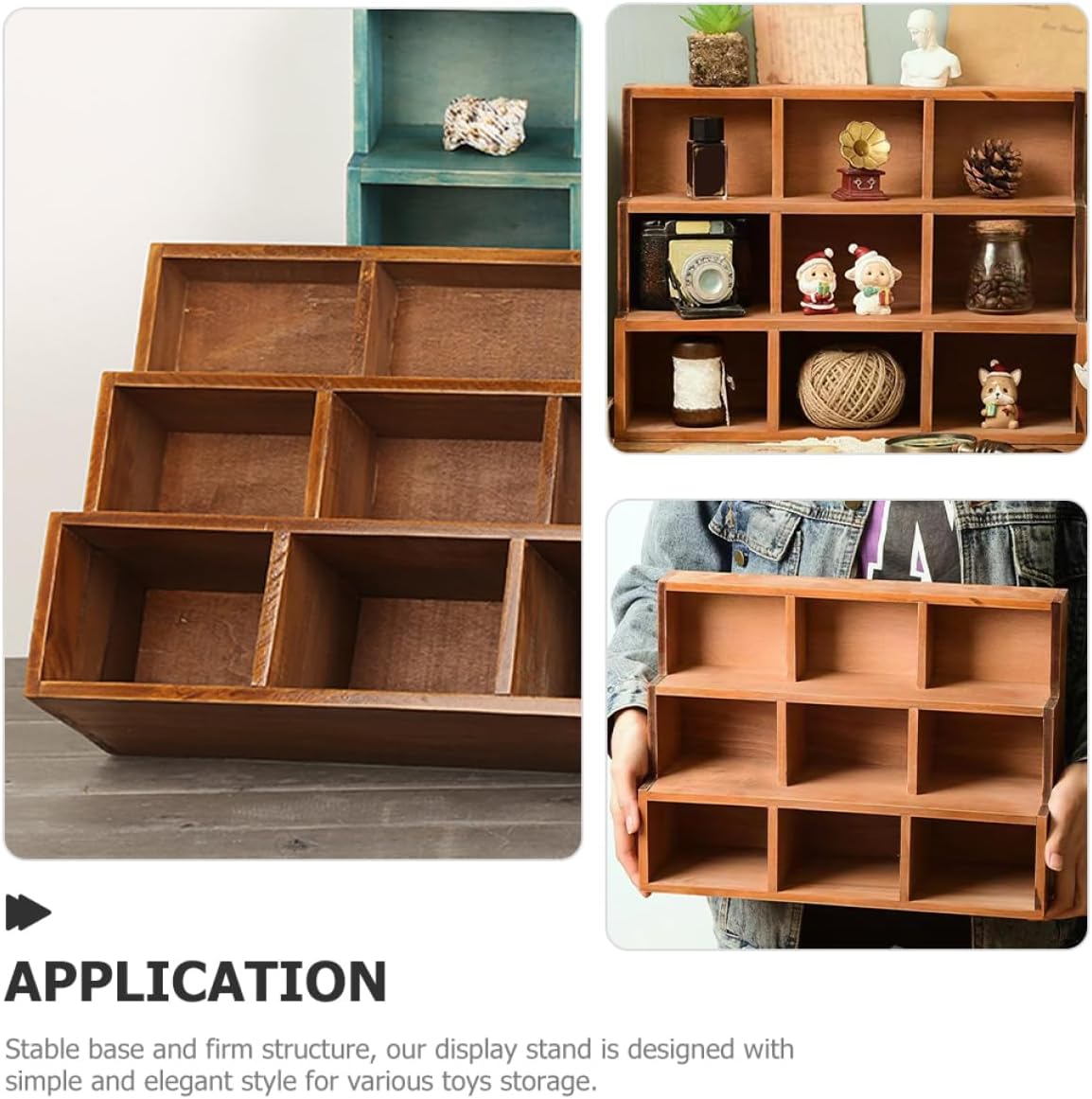 Figurine Display Rack Vintage Storage Shelf Figures Collectibles for Home Craft Shows Stable Elegant Design with Slots