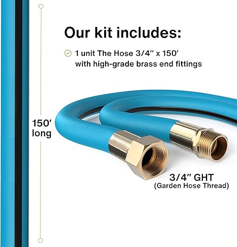 Miniatura 4 de Aeromixer THE HOSE - Manguera de jardín de 34 de pulgada de 150 pies, mangueras de jardín comerciales sin torceduras, mangueras de agua industriales