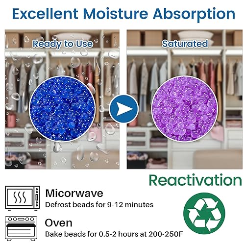 Miniatura 6 de Cuentas de gel de sílice indicadoras de azul a rosa, deshumidificador desecante reutilizable del gel de sílice de 2 libras