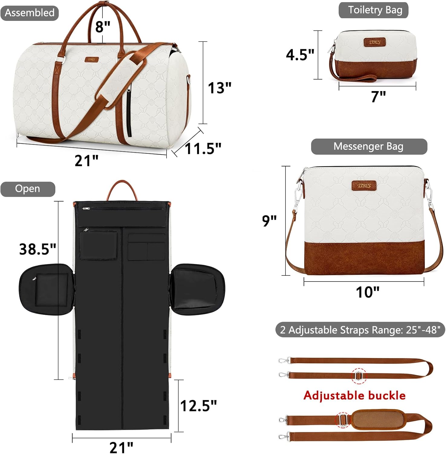 Convertible 2-in-1 Garment Bags for Travel, Carry On Garment Duffle Bag With Shoe Compartment Large Weekender Bag for Women Men Hanging Suitcase Suit Travel Duffel Overnight Bags 4pcs Set - Image 5