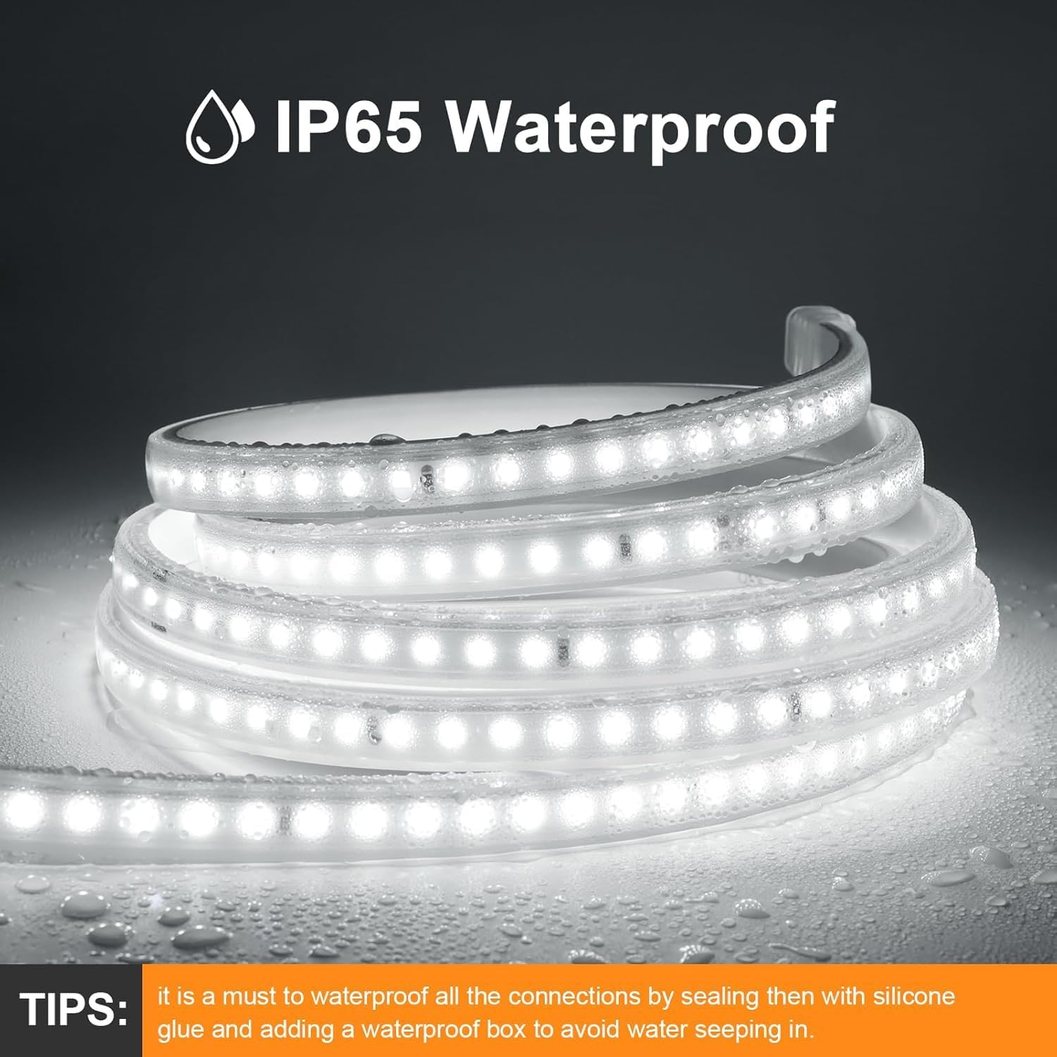 Outdoor LED Strip Lights Waterproof, AC 110V, 1200LEDs, 6500k LED Rope Bright Lights for Garden, Patio, Indoor Under Cabinet Home Christmas Decoration