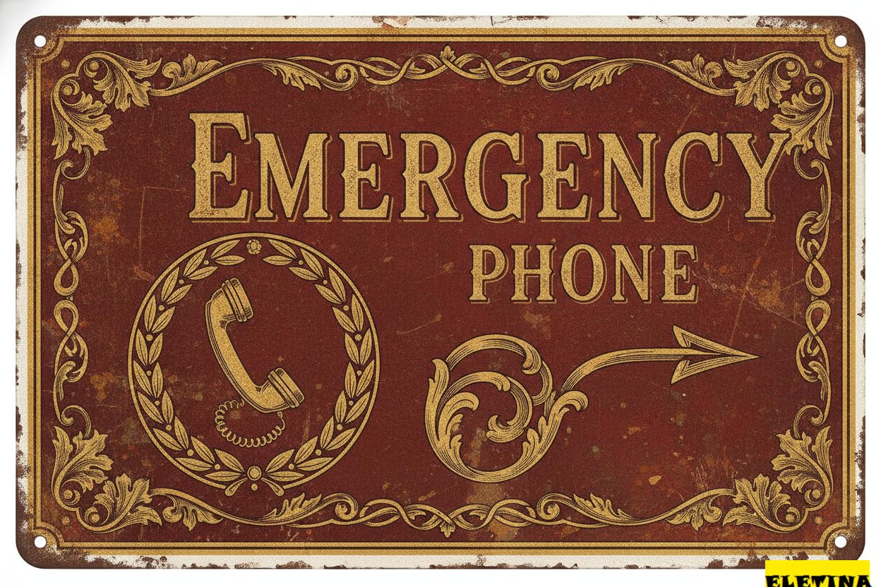 Emergency Phone Outdoor Metal Tin Sign UV Protected Rust Free Fade Resistant Street Parking Lot Home Gate 8x12in
