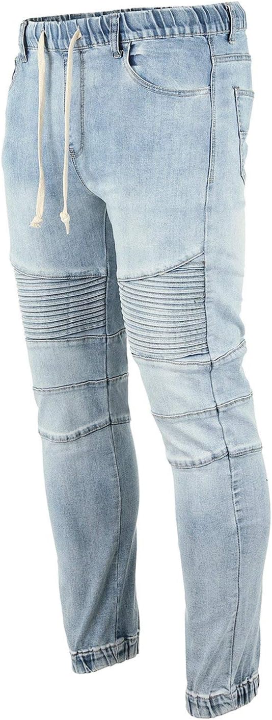 ZIMEGO Men's Vintage Washed Drop Crotch Hipster Stretch Jogger Denim Pants