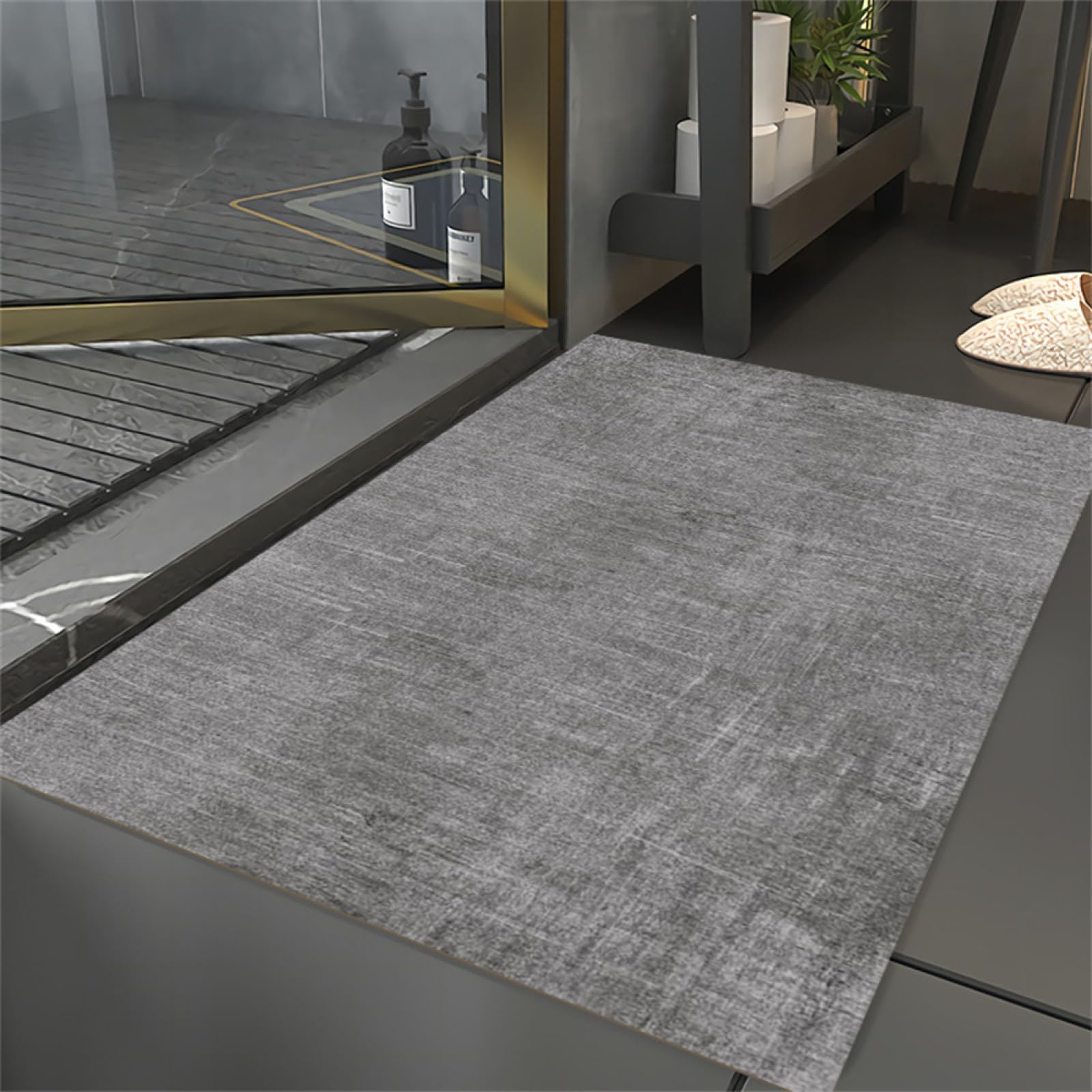 Tapis de Bain, Tapis Salle de Bain, Tapis Salle de Bain Absorbant, Tapis Douche AntidéRapant, Tapis de Douche, Tapis de Baignoire, Tapis de Bain Absorbant Sechage Rapide Grey-80x150cm