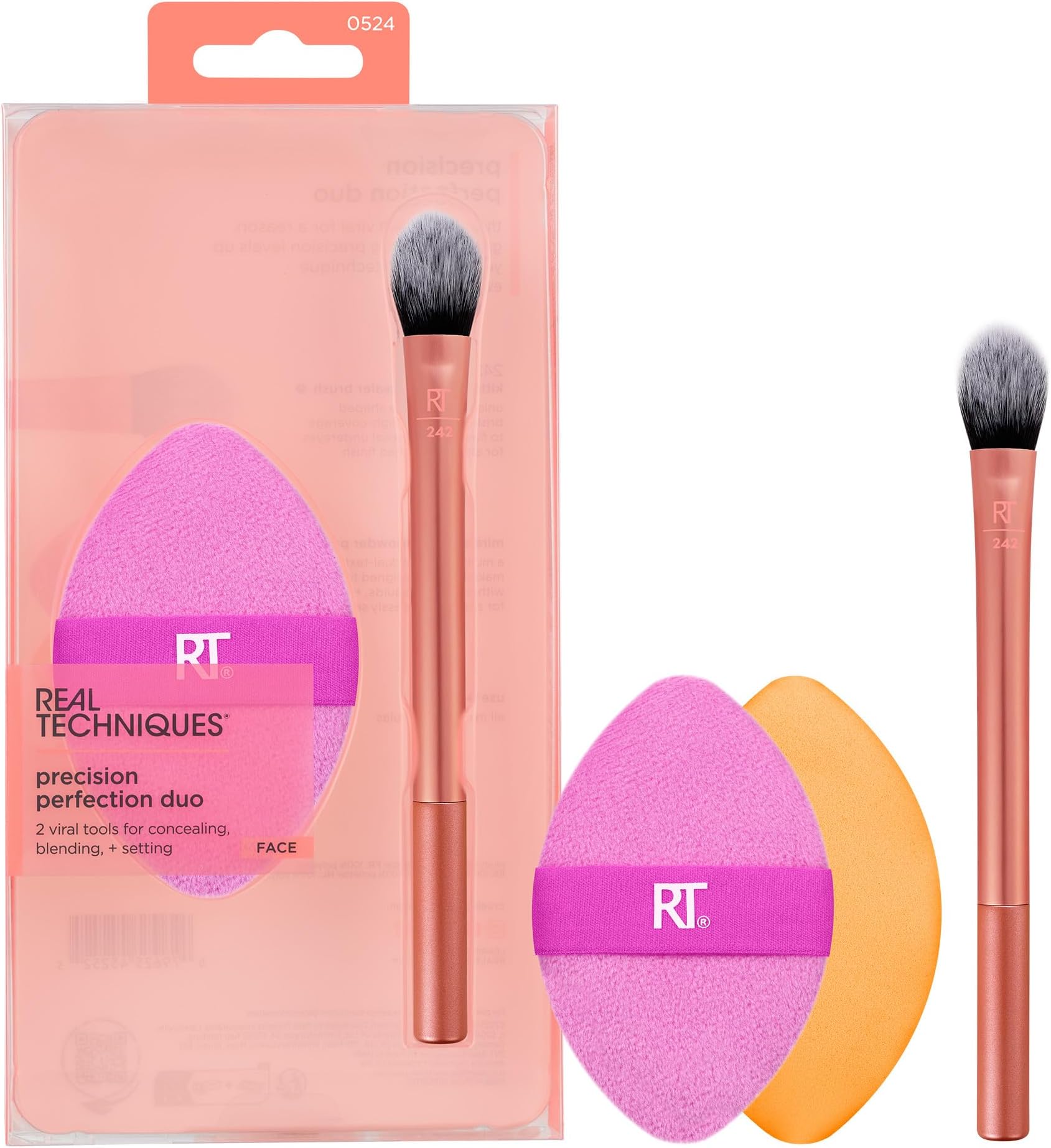 Precision Perfection Duo, Viral Kitten Paw Concealer Brush & Dual-Sided Powder Puff For Powder & Foundation, Travel Friendly Makeup Brush Set, Cruelty-Free, 2 Piece Set