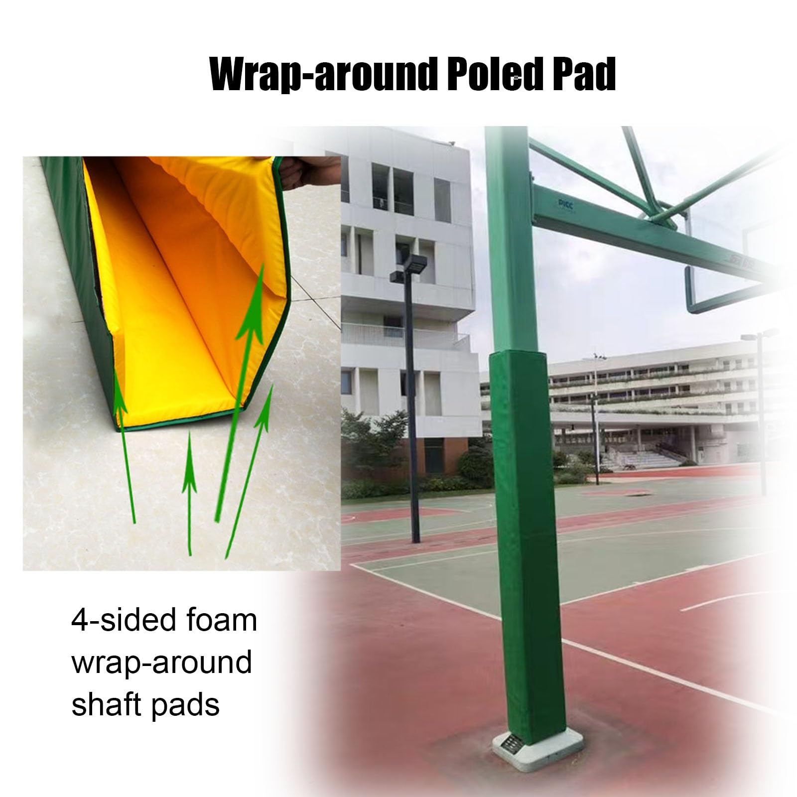 Funda protectora para poste de baloncesto resistente a la intemperie, color verde, para columna de garaje, manga para poste de baloncesto, equipo deportivo al aire libre, protección resistente