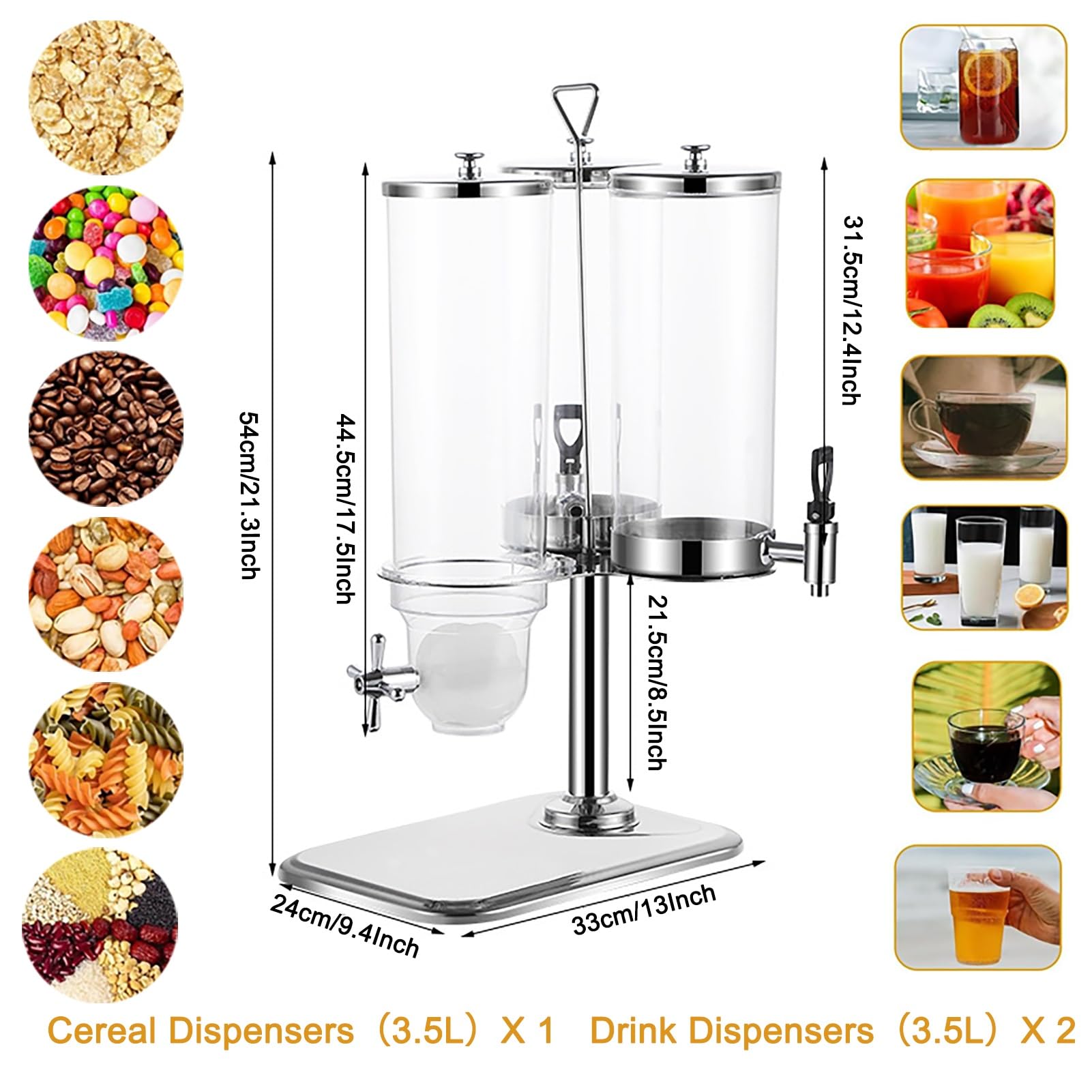 Dispensador de bebidas cereales acero inoxidable y PC